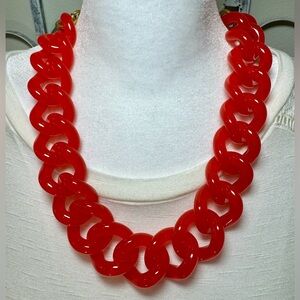 J. Crew Bright Red Lucite Chain Link Necklace